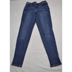 Maurices Jeans Womens 12 Regular Blue High Rise Stretch Skinny Denim Distressed
